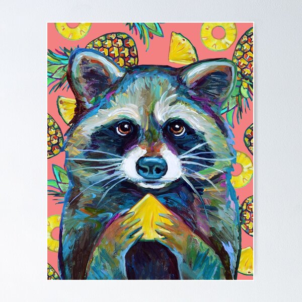 Item preview, Cute RACCOON Holding a Pineapple designed and sold by RobertPhelpsArt.