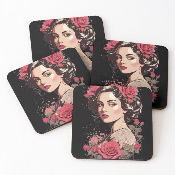 Item preview, Vintage vector art of lady rose designed and sold by LessSugar.