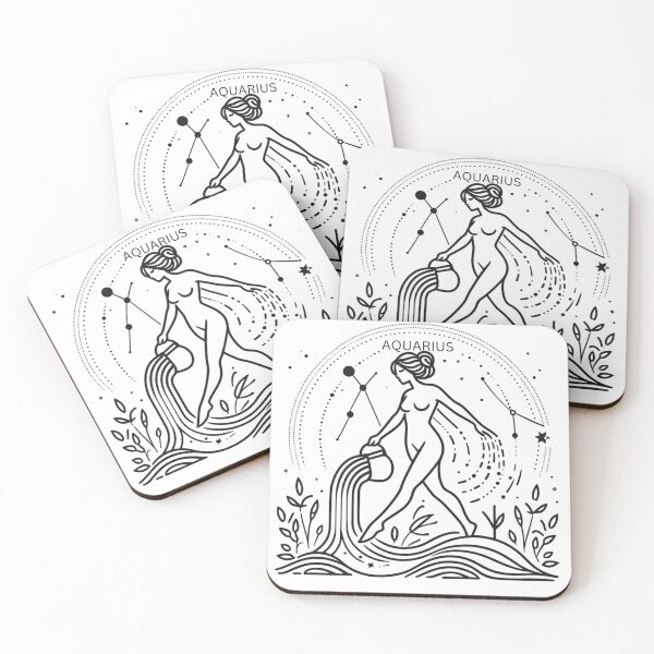 Item preview, Ethereal Aquarius Zodiac Art - Water Bearer with Celestial and Astrological Elements designed and sold by Studio70Nine.