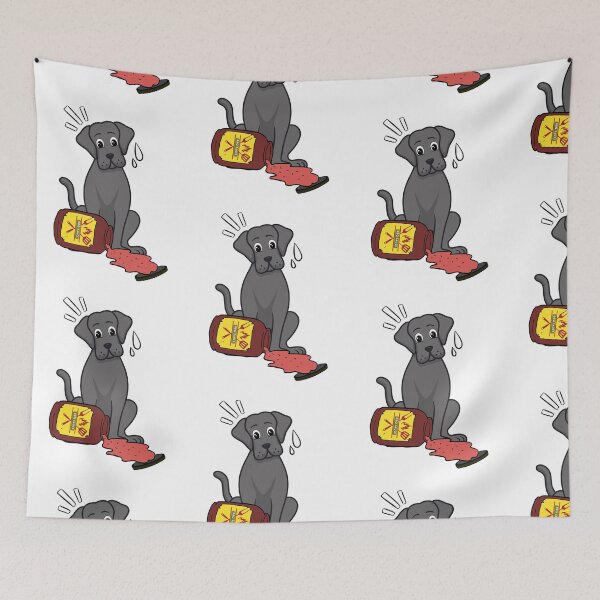 Item preview, Funny Big black Dog Spilled BBQ Sauce designed and sold by Pet Station.