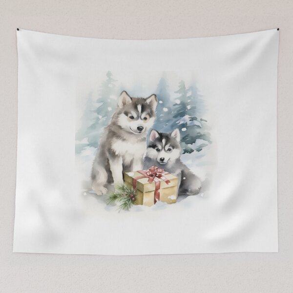 Item preview, Christmas Alaskan Malamute Watercolor designed and sold by Samuelsboro.