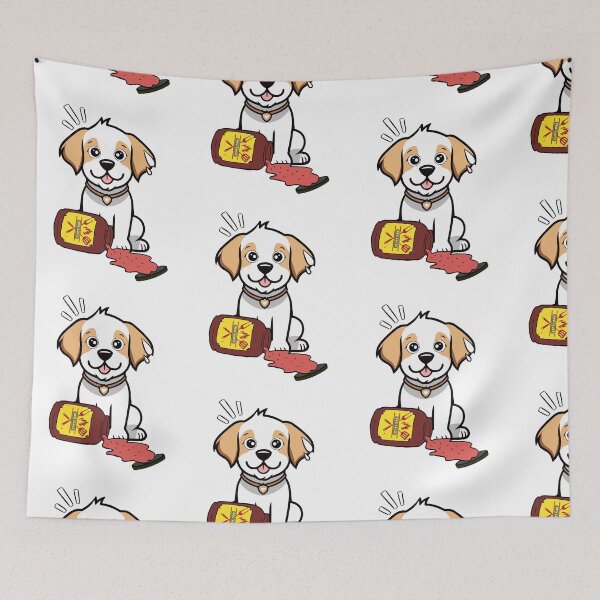 Item preview, Funny Happy  Dog Spilled BBQ Sauce designed and sold by Pet Station.