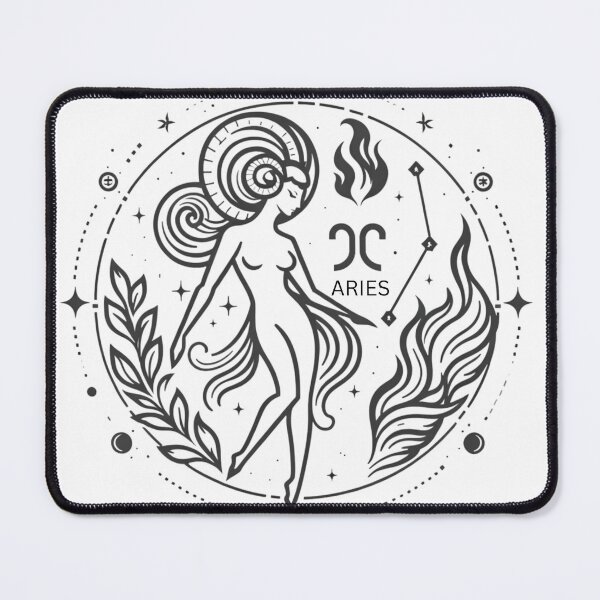 Item preview, Fiery Aries Goddess Art - Dynamic Zodiac Design with Celestial and Fire Elements designed and sold by Studio70Nine.