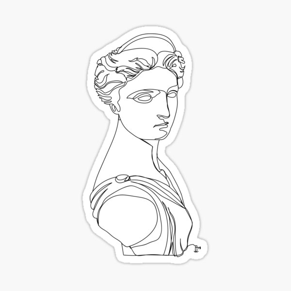 Artemis (Diana). Creative Illustration In Geometric And Line Art Style -  Art Illustration - Sticker