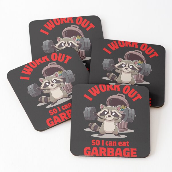 Item preview, I work out so I can eat garbage, Racoon work out, healthy work out designed and sold by KreativKulture.