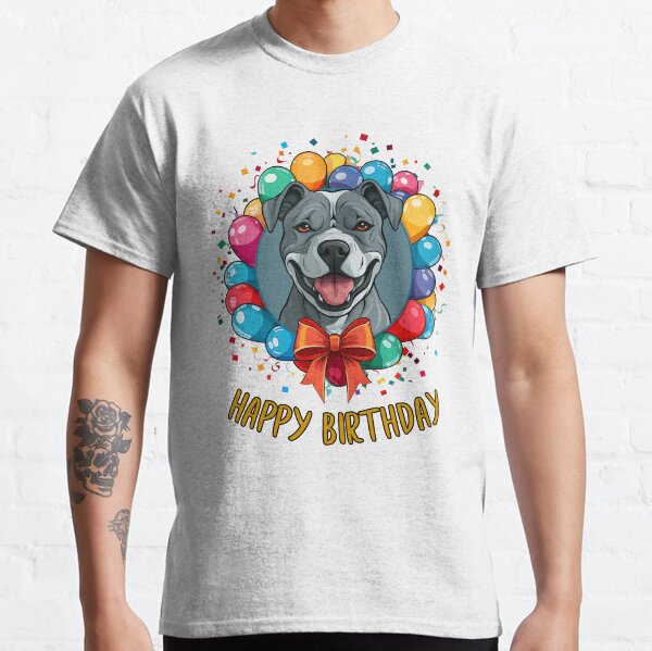 Item preview, Birthday American Pitbull Dog - Blue Gray and White - Happy Birthday! designed and sold by wotsthis.