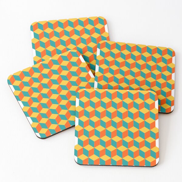 Item preview, 3d abstract pattern with cube elements. This graphic shows different bright shapes in various colors such as yellow, orange, and blue. designed and sold by DesignsArtColor.