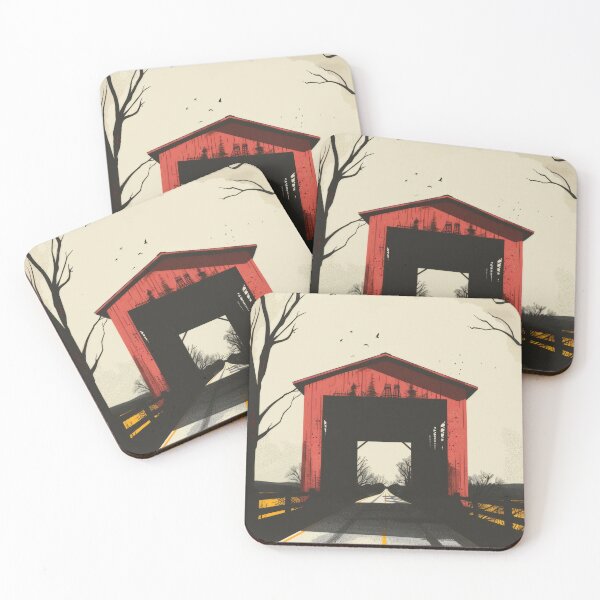 Item preview, the bridge of madison county Ispiration  Red Covered Bridge Landscape designed and sold by Retrocranio.