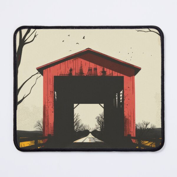 Item preview, the bridge of madison county Ispiration Red Covered Bridge Landscape designed and sold by Retrocranio.