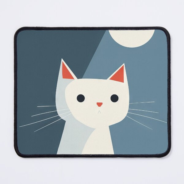 Item preview, Minimalist White Cat under Moonlight designed and sold by Retrocranio.