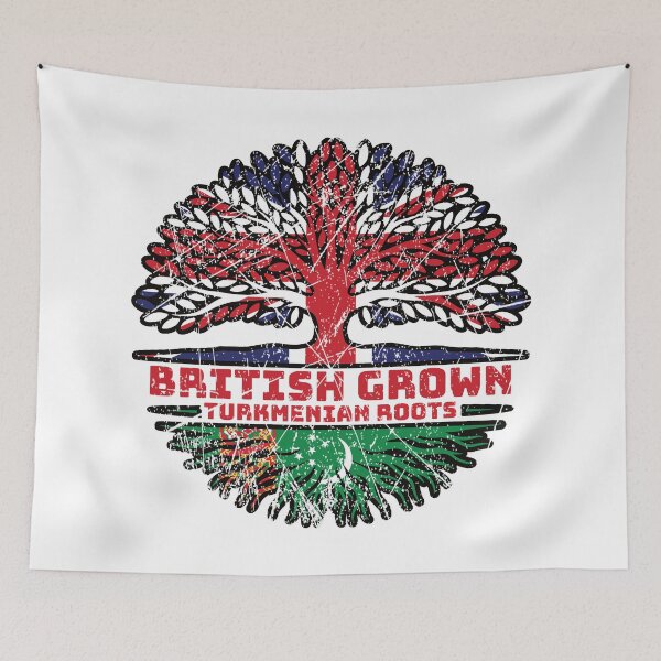 Item preview, Turkmenistan Turkmenian British UK Tree Roots Flag designed and sold by FlagX.