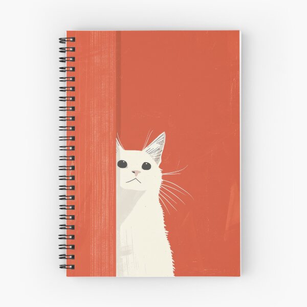 Item preview, Curious White Cat with Orange Background designed and sold by Retrocranio.