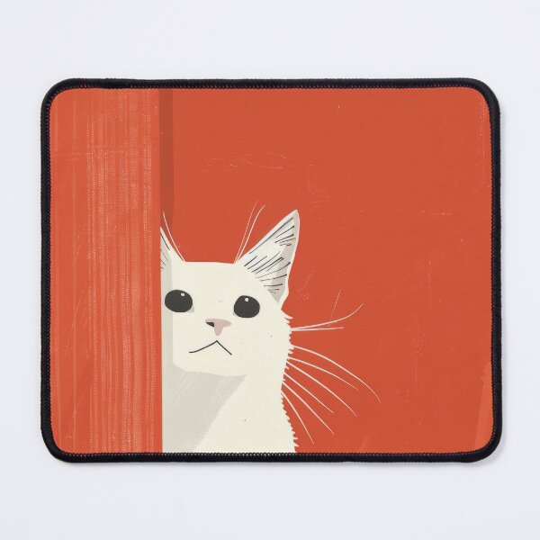 Item preview, Curious White Cat with Orange Background designed and sold by Retrocranio.