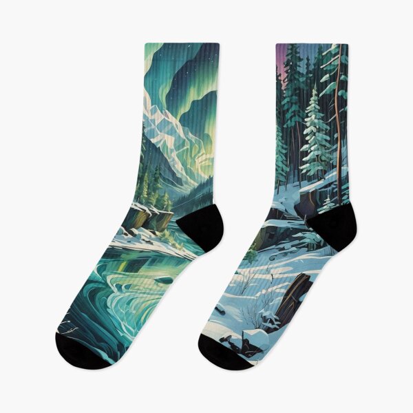 Item preview, Yukon Winter Wonderland: Northern Lights River Scene designed and sold by DeadPanDesigns.