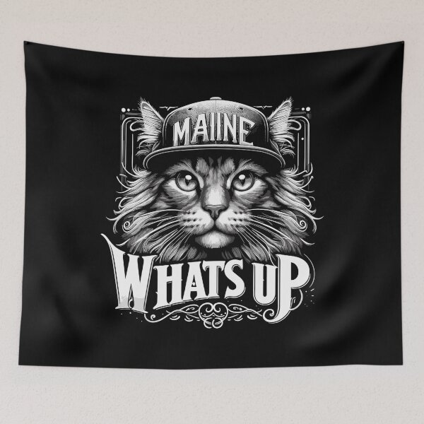 Item preview, Maine Coon Cat Cool What's Up Hip Hop Gift designed and sold by Pineapple-Tree.