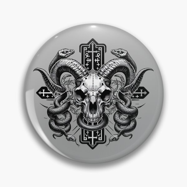 Item preview, Symbols of Forbidden Power: The Goat Skull and Serpent Cross Totem designed and sold by q10mark.