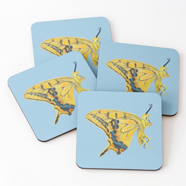 Item preview, Cute Yellow Old World Swallowtail Butterfly (Papilio machaon) Nectaring Illustration designed and sold by Julia Doria.