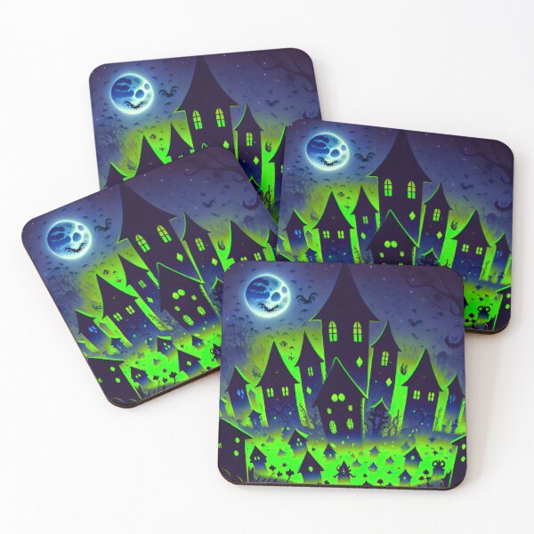 Item preview, Haunted Village: Spooky Green-Lit Night designed and sold by GrizzlyCollective.