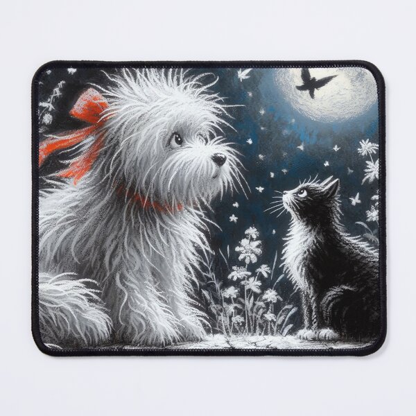 Item preview, Dog and Cat, Moonlit Scene designed and sold by MarinaFila.