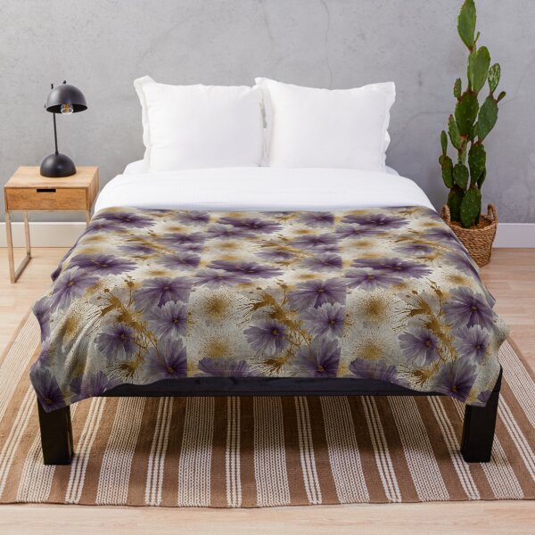 Item preview, purple and gold flowers designed and sold by PatternPuppy.
