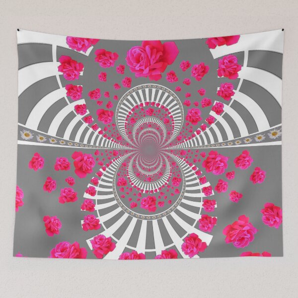 Item preview, ABSTRACT PINK ROSES ON GREY COLOR ART   designed and sold by sharlesart.