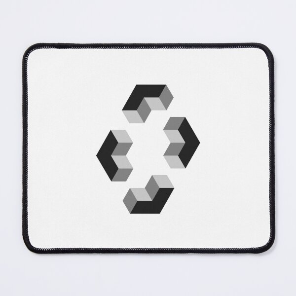 Artikelvorschau, Isometrische 3D-Illusions-Radwürfel - Minimales geometrisches Logo in Schwarz, Weiß und Grau - Kunst mit abstrakten Formen entworfen und verkauft von Warit THI.
