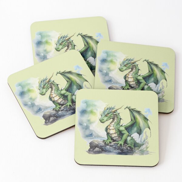 Item preview, a green dragon on a stone-lime background designed and sold by Rose Design & Photos.