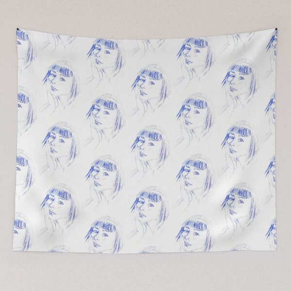 Item preview, Portrait woman with blue pen designed and sold by Arthur Loeuil.