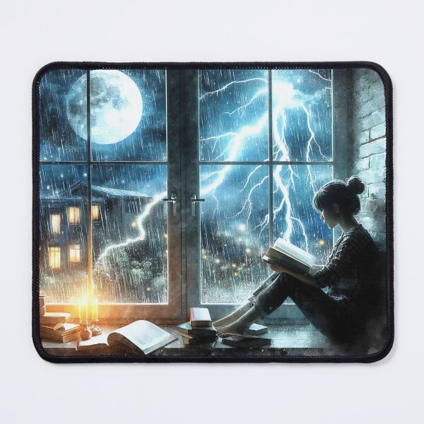 Item preview, Reading by the Window in a Thunderstorm designed and sold by ArtComixHaven.