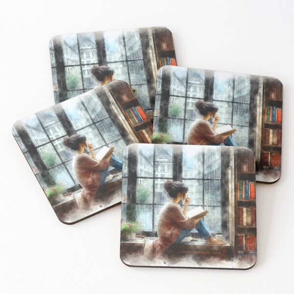 Item preview, Reading by the Window on a Rainy Day designed and sold by ArtComixHaven.
