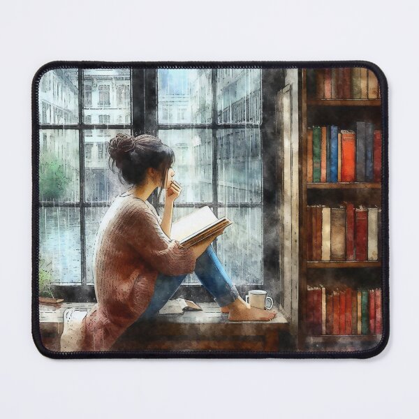 Item preview, Reading by the Window on a Rainy Day designed and sold by ArtComixHaven.