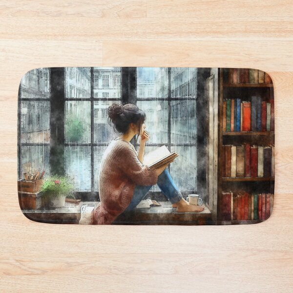 Item preview, Reading by the Window on a Rainy Day designed and sold by ArtComixHaven.