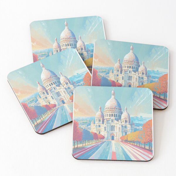 Artikelvorschau, Vintage Reiseplakat - Minimalistisches Sacré-Cœur, Sacre Coeur Montmartre , Paris, Frankreich, in Retro Farben entworfen und verkauft von pod24.