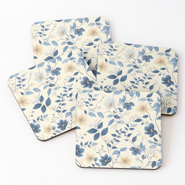 Item preview, Elegant Floral Pattern in Cool Blues & Warm Beige designed and sold by amortka.