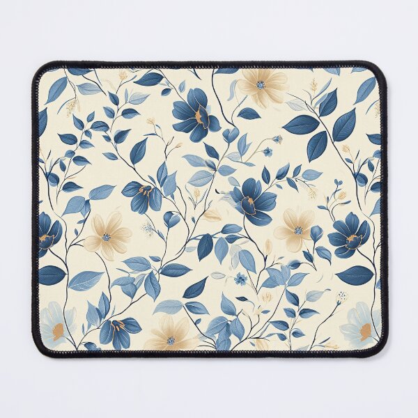 Item preview, Elegant Floral Pattern in Cool Blues & Warm Beige designed and sold by amortka.