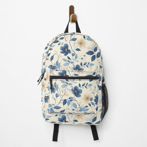 Item preview, Elegant Floral Pattern in Cool Blues & Warm Beige designed and sold by amortka.