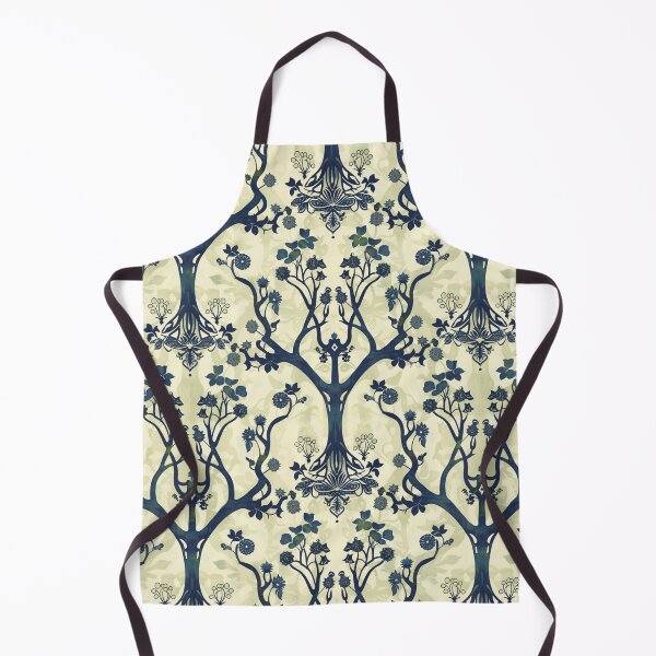 Item preview, Art Nouveau Tree & Flower Wallpaper – Light Green & Indigo Victorian Pattern designed and sold by amortka.