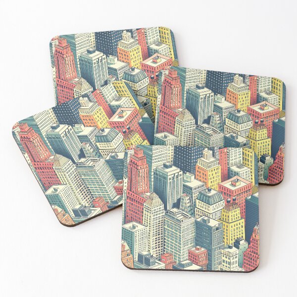 Artikelvorschau, Handgezeichnetes axonometrisches NYC-Skyline-Muster entworfen und verkauft von amortka.