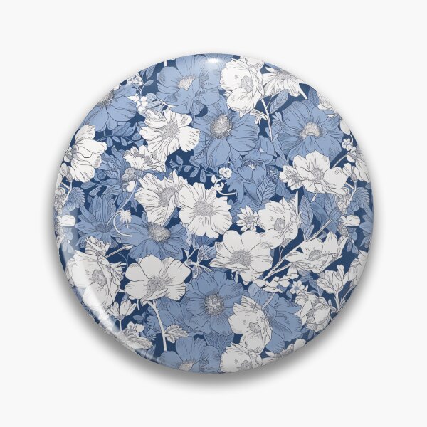 Item preview, Delicate Blue & White Floral Pattern Fabric by Josan Gonzalez designed and sold by amortka.