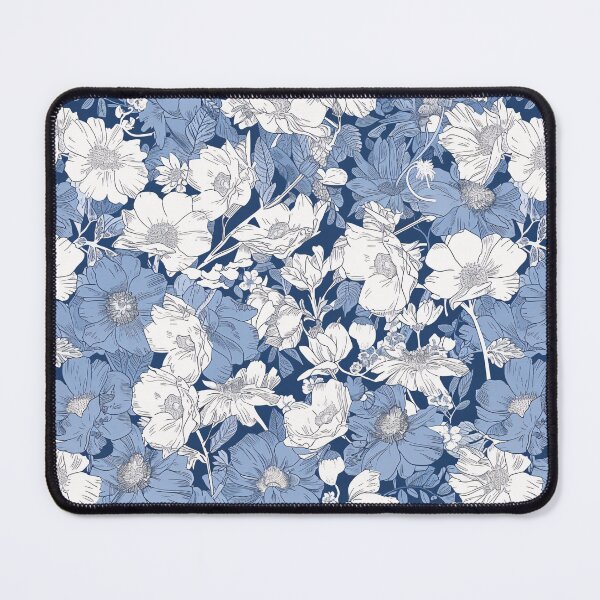 Item preview, Delicate Blue & White Floral Pattern Fabric by Josan Gonzalez designed and sold by amortka.