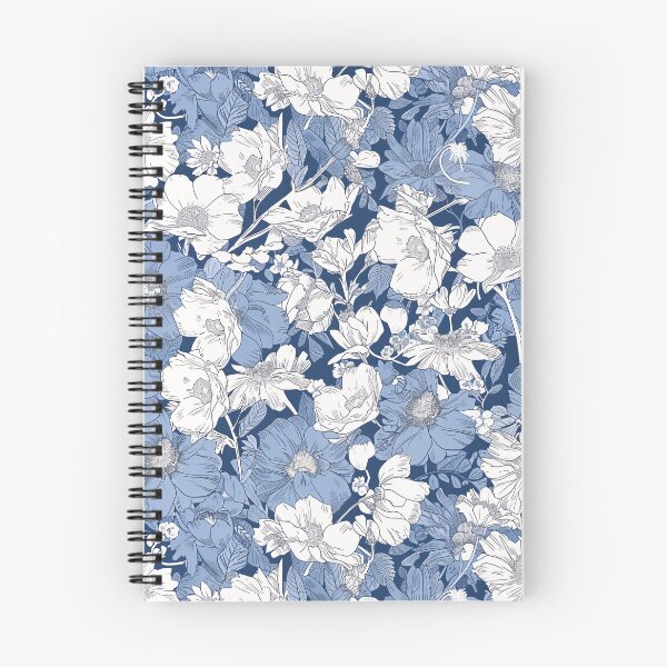 Item preview, Delicate Blue & White Floral Pattern Fabric by Josan Gonzalez designed and sold by amortka.