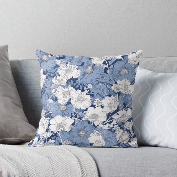 Item preview, Delicate Blue & White Floral Pattern Fabric by Josan Gonzalez designed and sold by amortka.