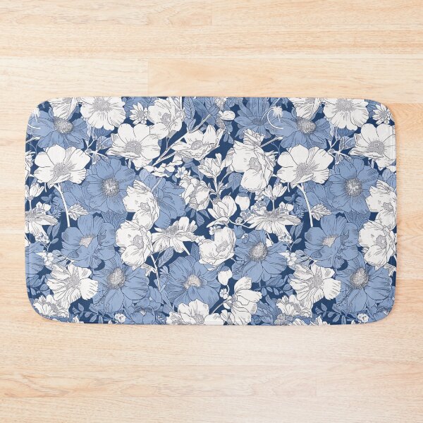 Item preview, Delicate Blue & White Floral Pattern Fabric by Josan Gonzalez designed and sold by amortka.