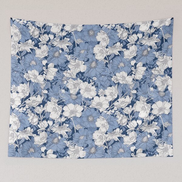 Item preview, Delicate Blue & White Floral Pattern Fabric by Josan Gonzalez designed and sold by amortka.
