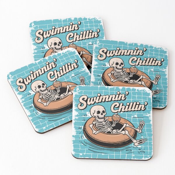 Item preview, Funny Vintage Swimmin' and Chillin' Skeleton In Da Pool designed and sold by MonkiFlipp.