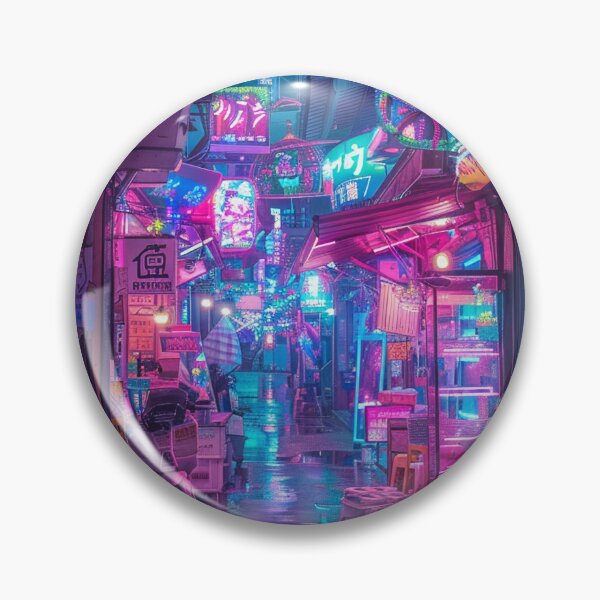 Item preview, Neon Nexus: A Cybernetic Market Scene designed and sold by iCatchTheArt.