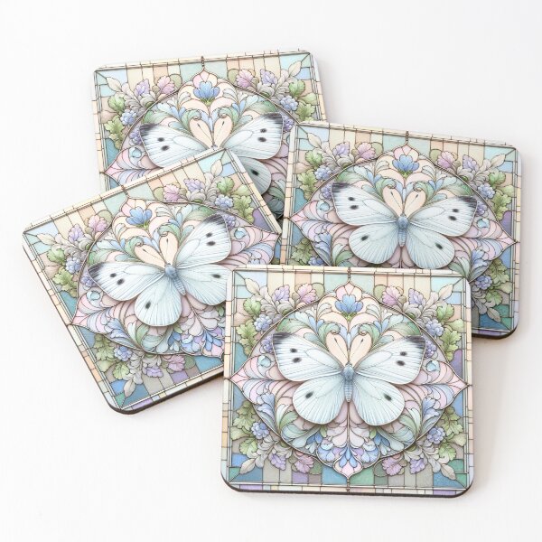 Item preview, Cabbage White Butterfly in Leaded Light - Coloured designed and sold by shape-shifter24.