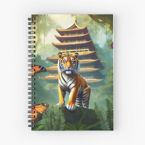 Item preview, Tiger and butterfly, plants, flowers, nature, pagoda, China designed and sold by Sugar Wisdom .
