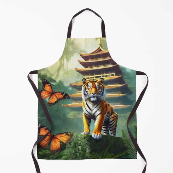 Item preview, Tiger and butterfly, plants, flowers, nature, pagoda, China designed and sold by Sugar Wisdom .