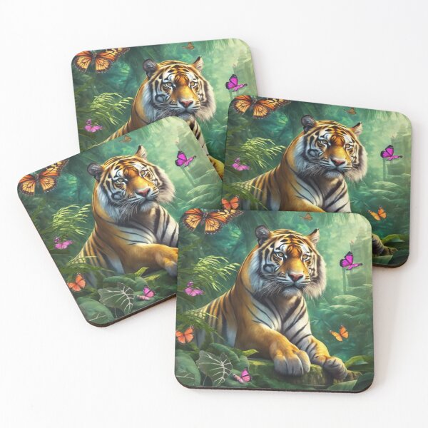 Item preview, Tiger and butterfly, plants, flowers, nature, pagoda, China designed and sold by Sugar Wisdom .